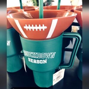 Touchdown Season Green and Brown Football Mug For Snacks And Drink